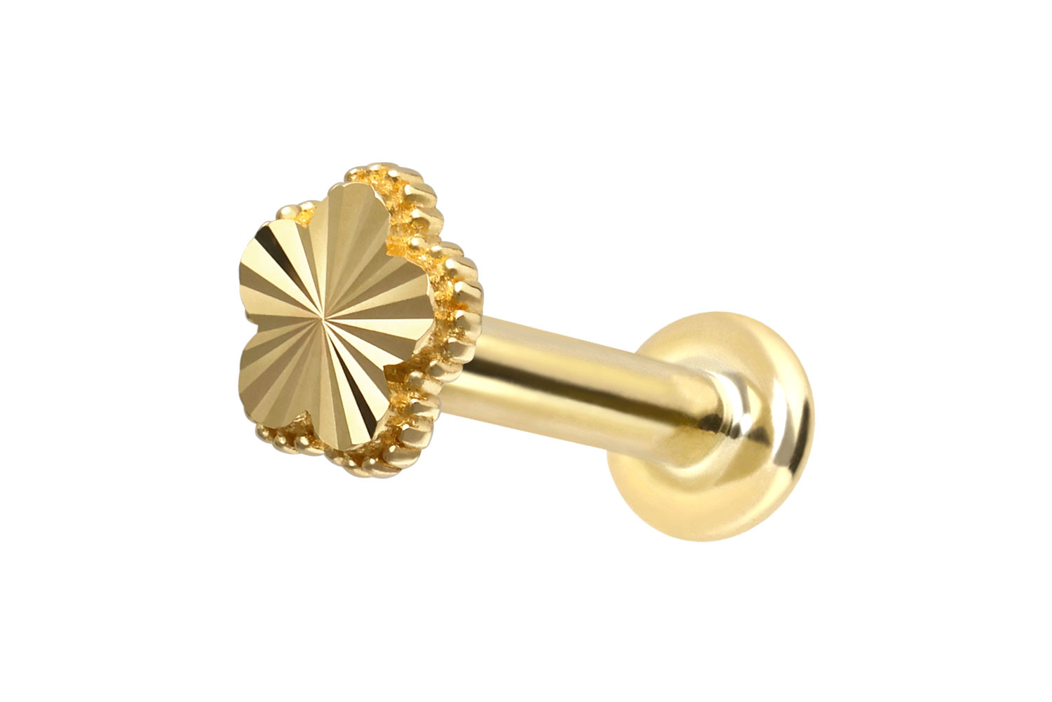 14 Karat Gold Labret Piercing mit Push Fit BLUME